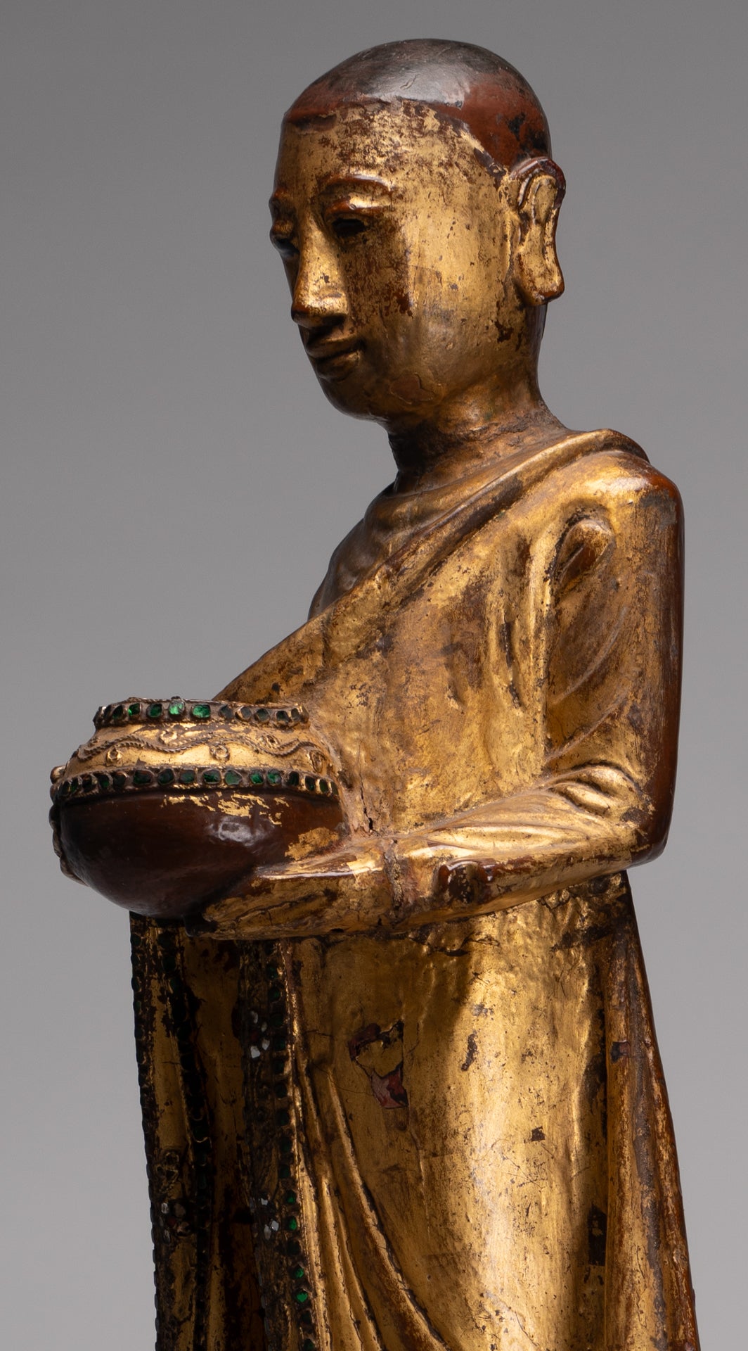 Antike birmanische Stehmandalay Mönch Statue - 90 cm/36 "