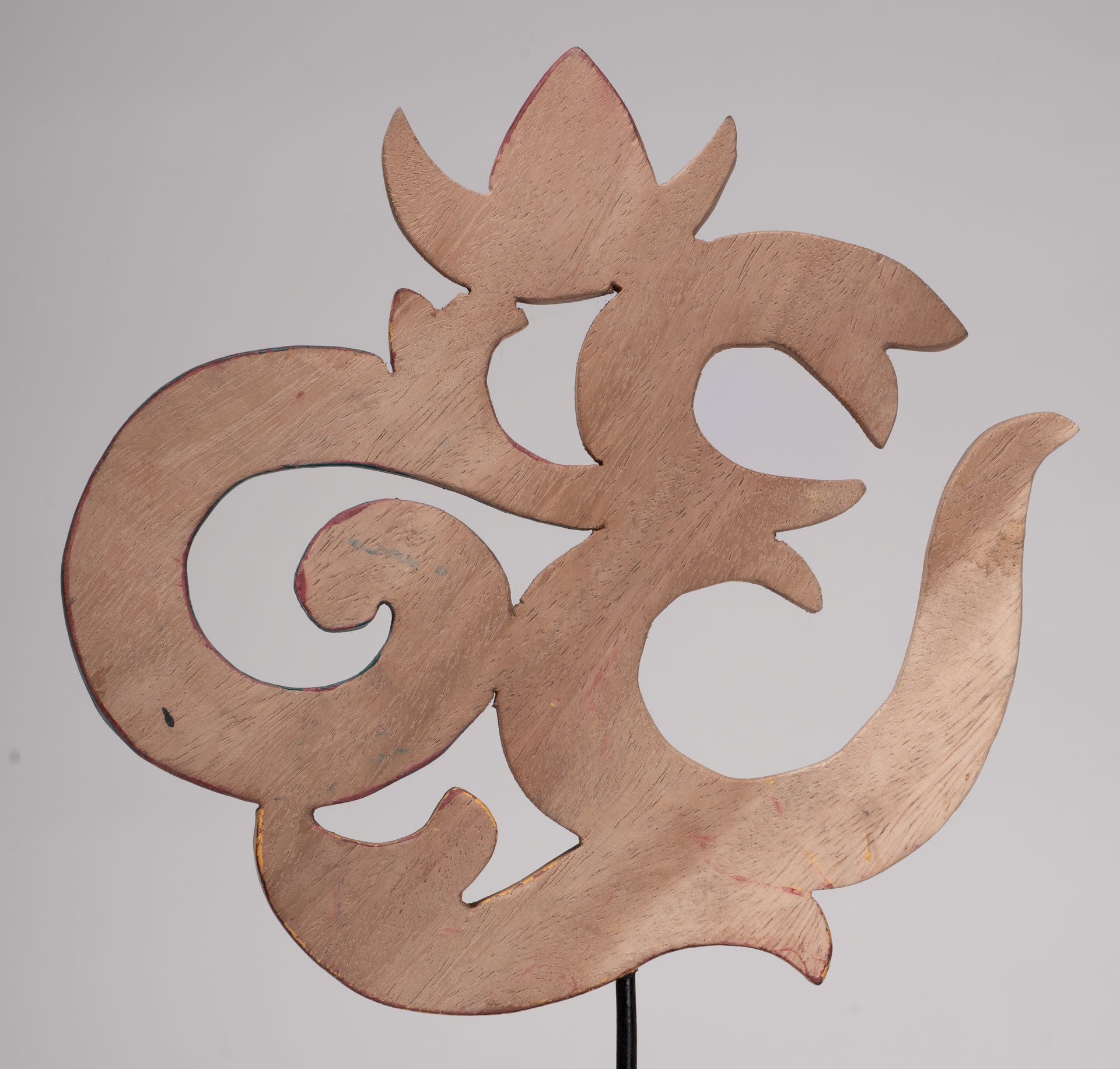 Om Statue - Mounted Indonesian Wood Om Statue - 29cm(12")