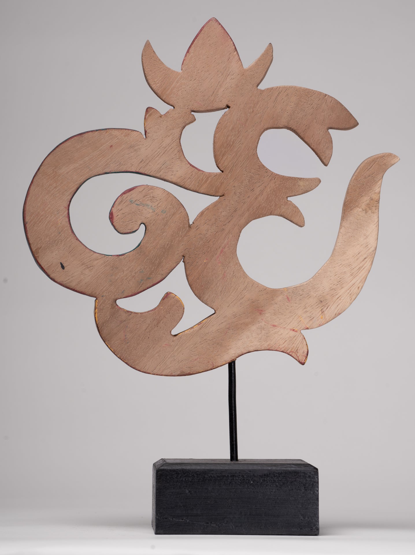 Om Statue - Mounted Indonesian Wood Om Statue - 29cm(12")