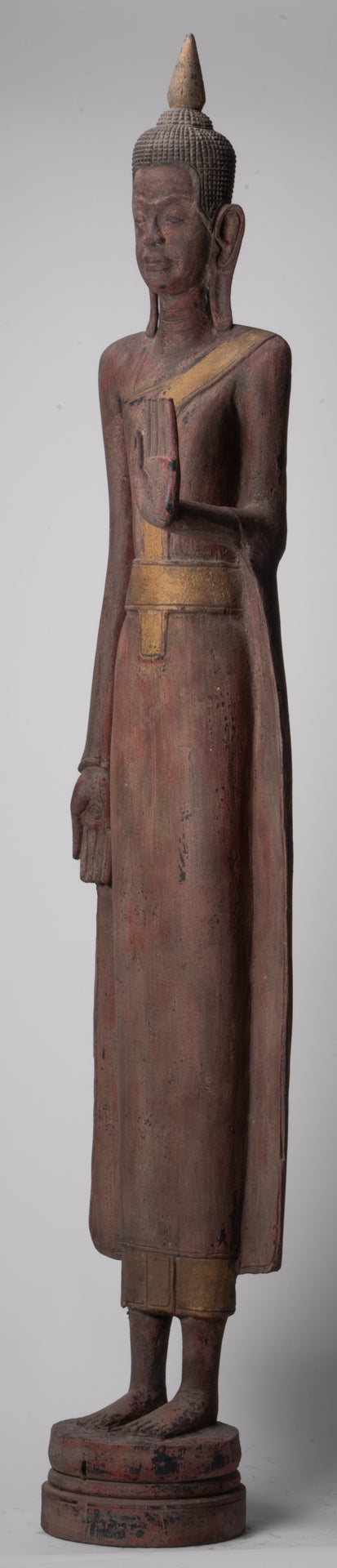 Gran estatua de Buda - Estatua de Buda de Buda de Madera de estilo antiguo de estilo jemer - 163 cm/65 "