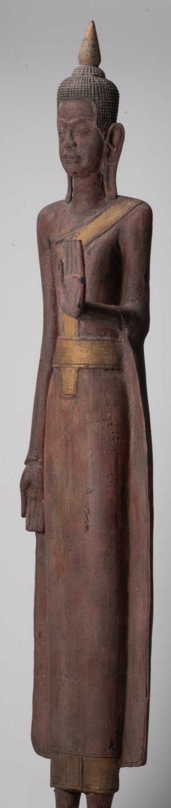 Gran estatua de Buda - Estatua de Buda de Buda de Madera de estilo antiguo de estilo jemer - 163 cm/65 "