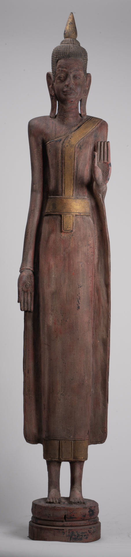 Gran estatua de Buda - Estatua de Buda de Buda de Madera de estilo antiguo de estilo jemer - 163 cm/65 "
