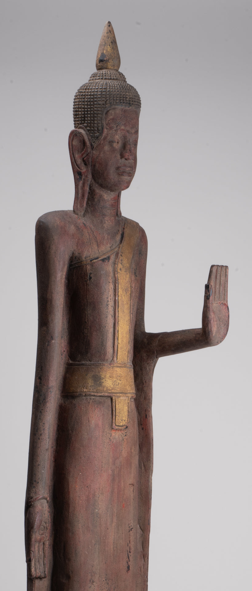 Gran estatua de Buda - Estatua de Buda de Buda de Madera de estilo antiguo de estilo jemer - 163 cm/65 "