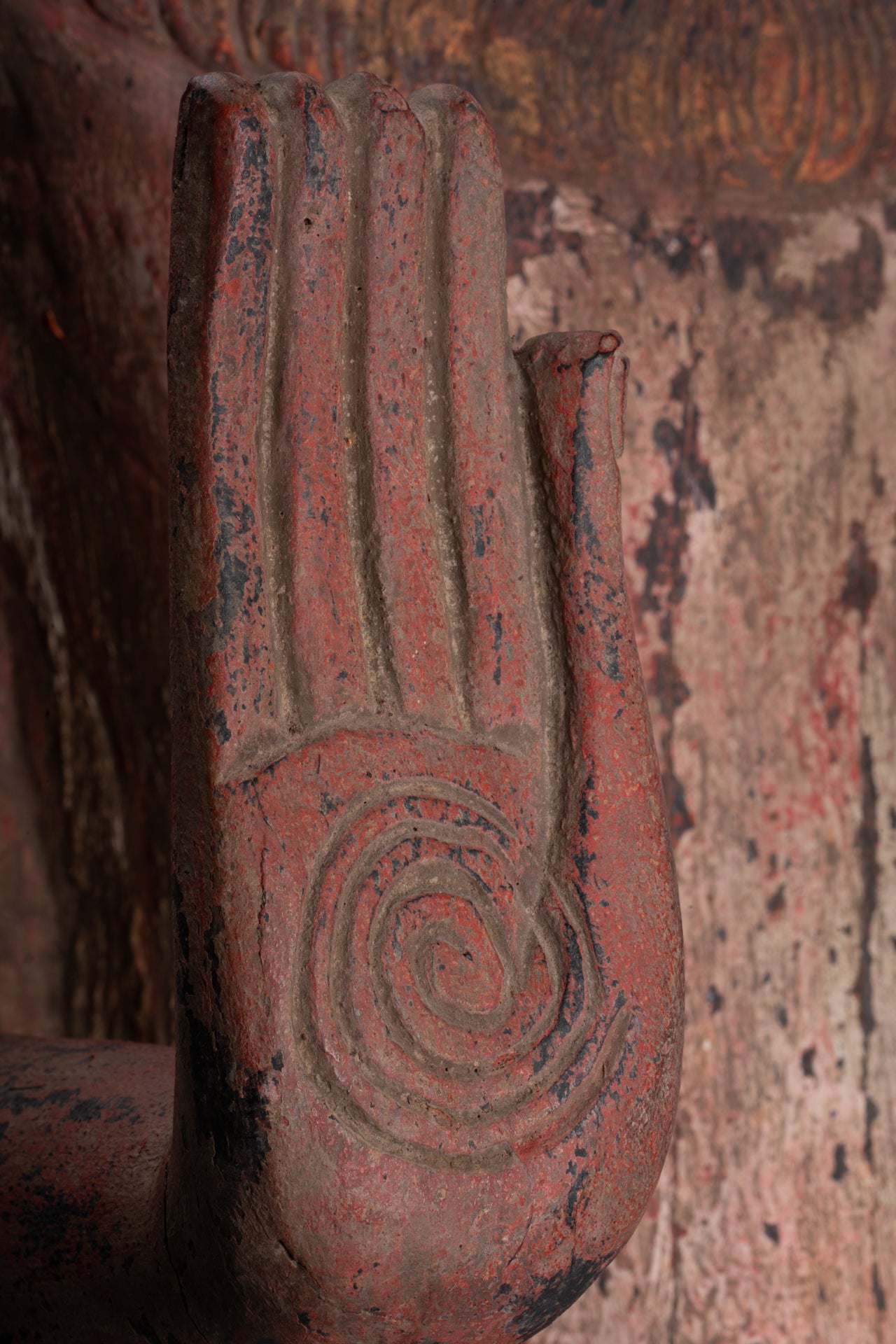 Large Buddha Statue - Antique Khmer Style Wood Standing Protection Monday Buddha Statue - 174cm/70"