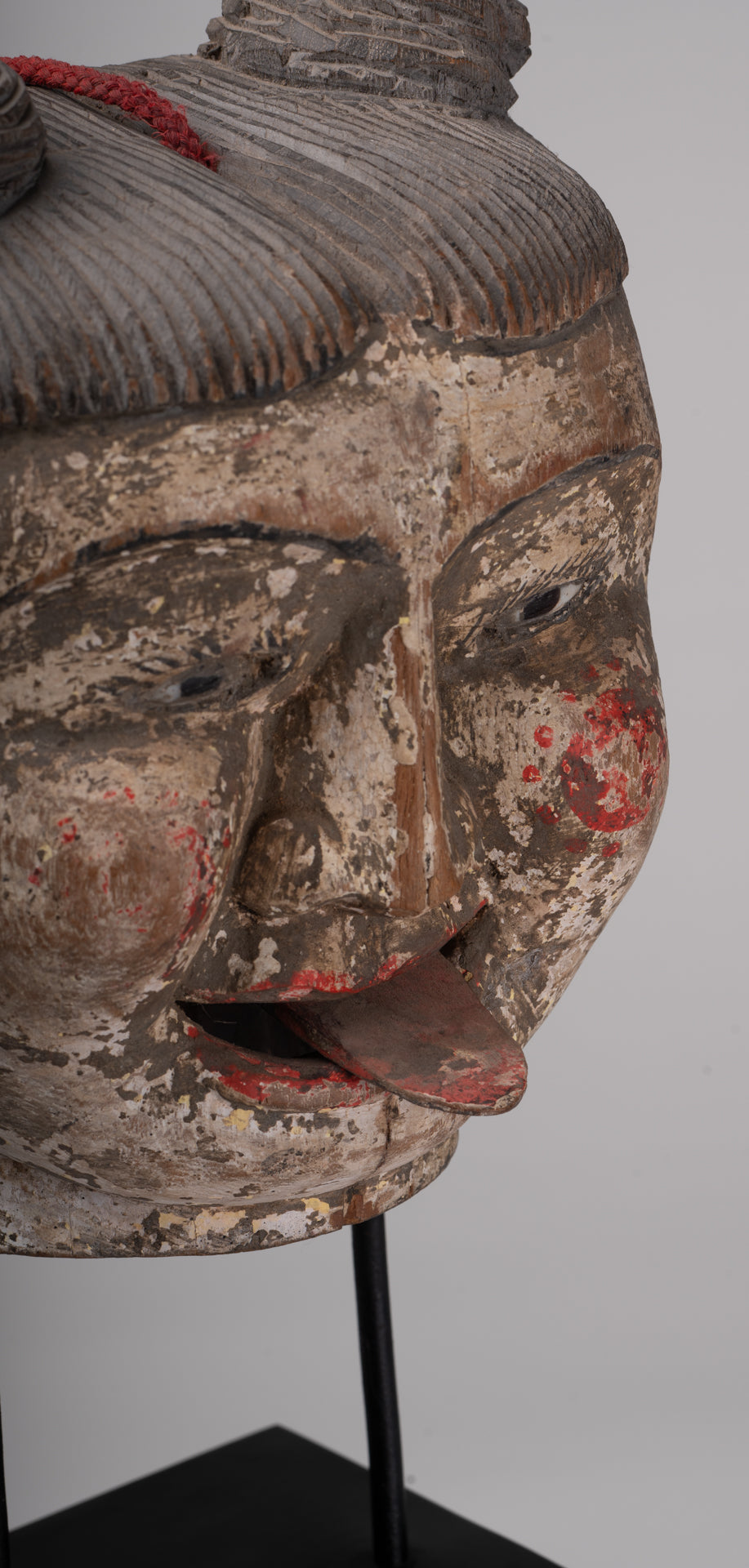 Antique Puppet Statue - Antique Burmese Style Painted Wood Puppet Head - 49cm/20"