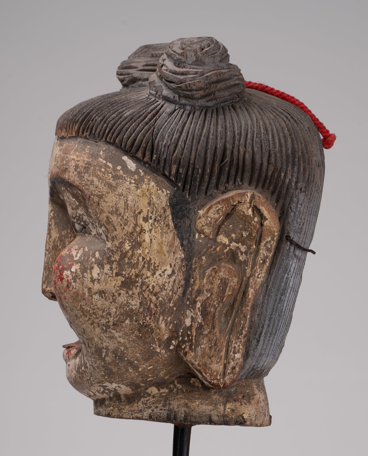 Antique Puppet Statue - Antique Burmese Style Painted Wood Puppet Head - 49cm/20"