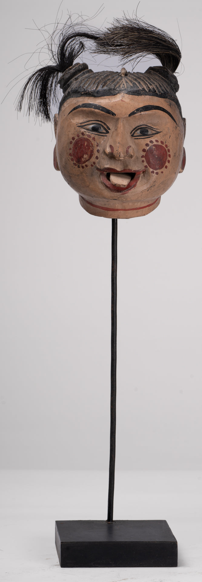 Antique Puppet Statue - Antique Burmese Style Painted Wood Puppet Head - 43cm/14"