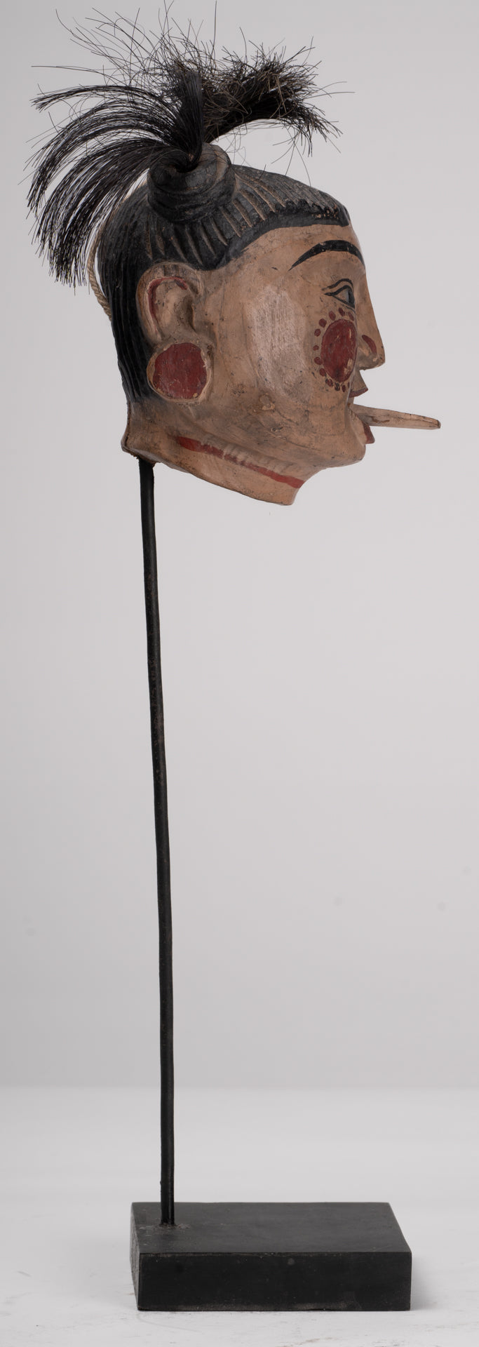 Antique Puppet Statue - Antique Burmese Style Painted Wood Puppet Head - 43cm/14"