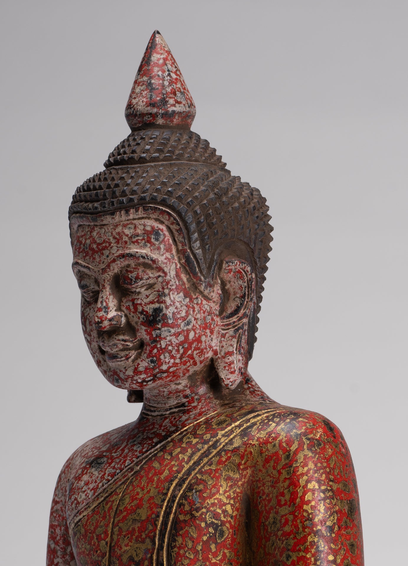 Sculpture de Bouddha - State de style khmer antique Assiedha Statue Dhyana Meditation Mudra - 33 cm / 13 "