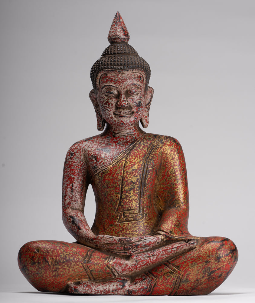 彫刻・オブジェ Antique Dark brown, meditating Buddha 彫刻