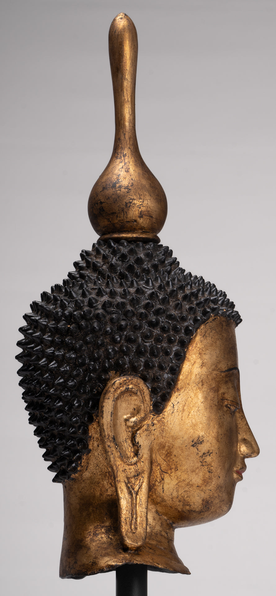 Antique Burmese Style Shan Gold Lacquer Buddha Head - 56cm/22"