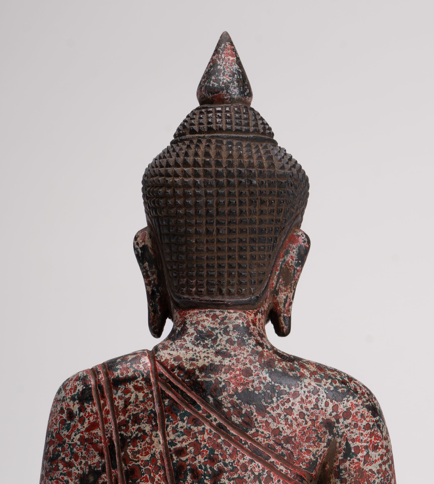 Buddha Statue - Antique Khmer Style Cambodia Seated Wood Buddha Statue Teaching Mudra - 27cm/11"