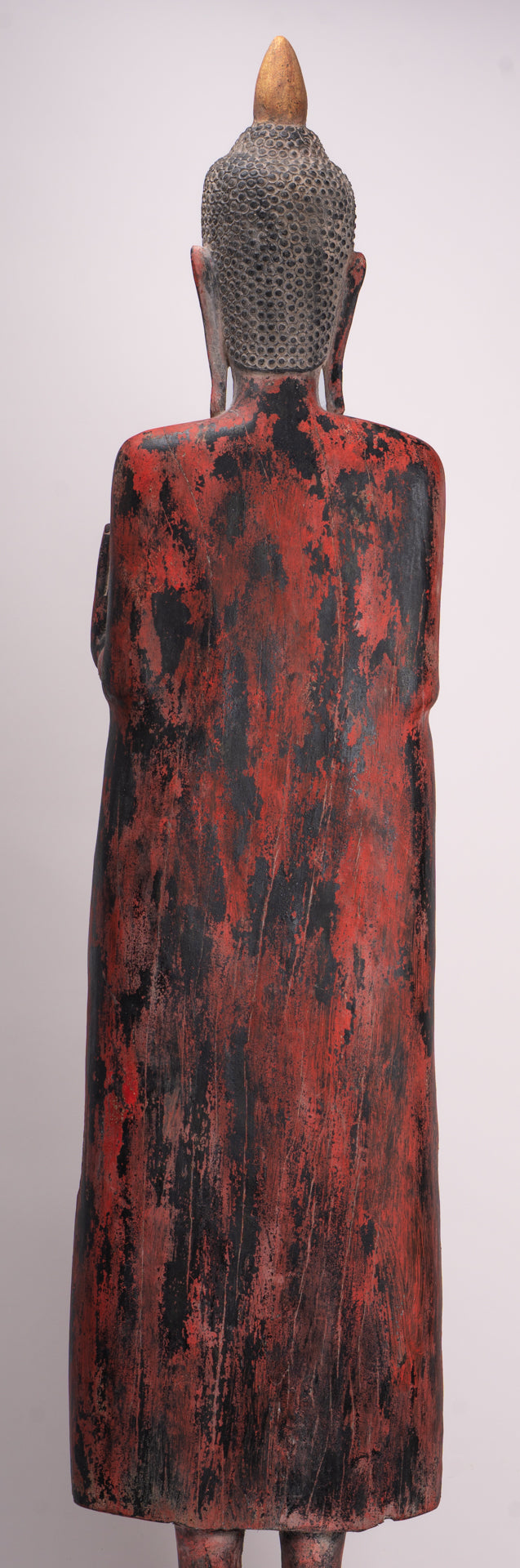 Large Buddha Statue - Antique Khmer Style Wood Standing Protection Monday Buddha Statue - 164cm/66"