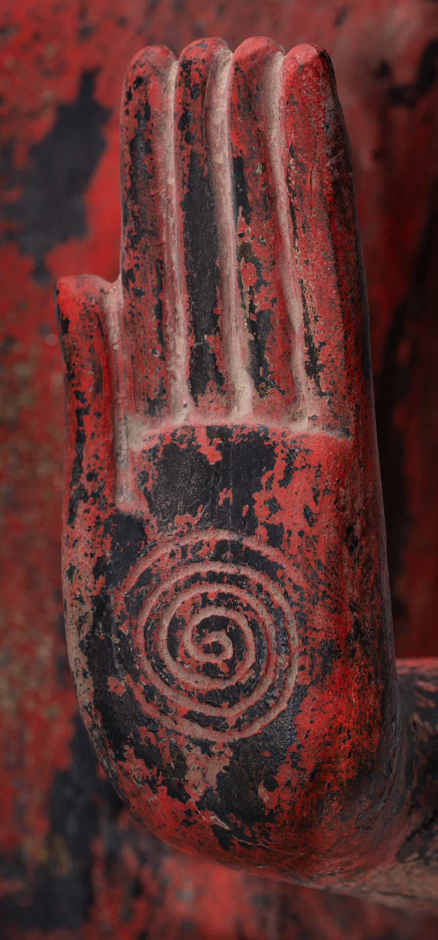 Large Buddha Statue - Antique Khmer Style Wood Standing Protection Monday Buddha Statue - 164cm/66"