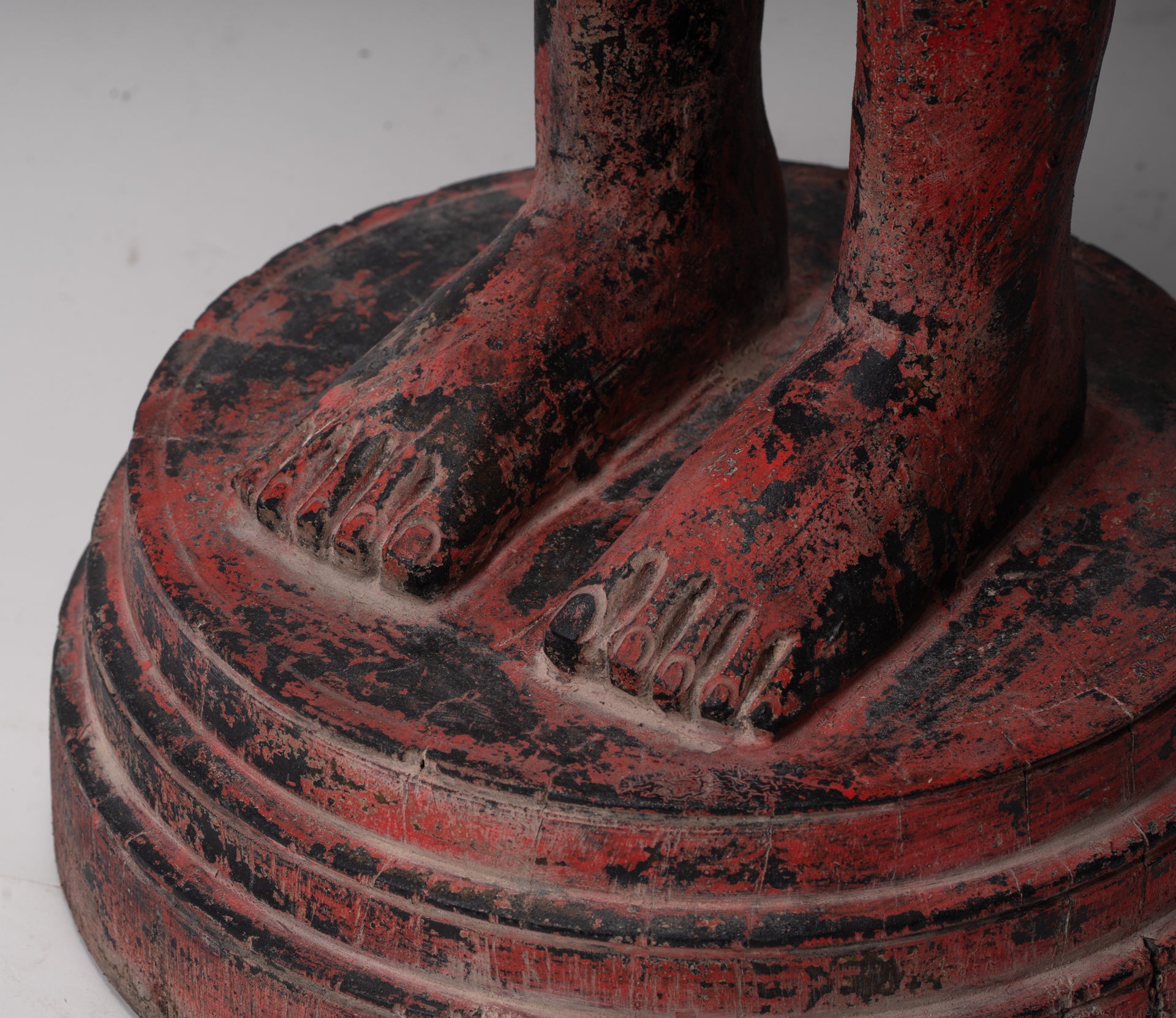 Large Buddha Statue - Antique Khmer Style Wood Standing Protection Monday Buddha Statue - 164cm/66"