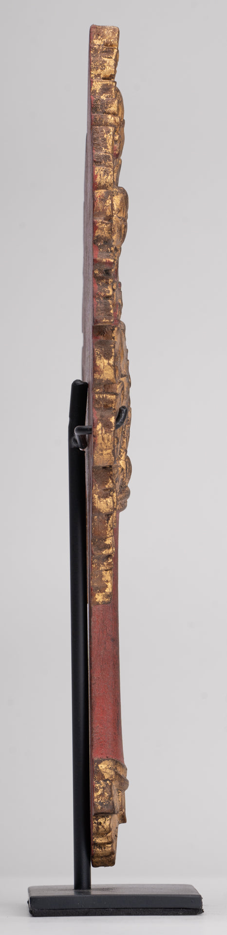 Antique Thai Style Wood Devotional Buddha Fan - 26cm/10"