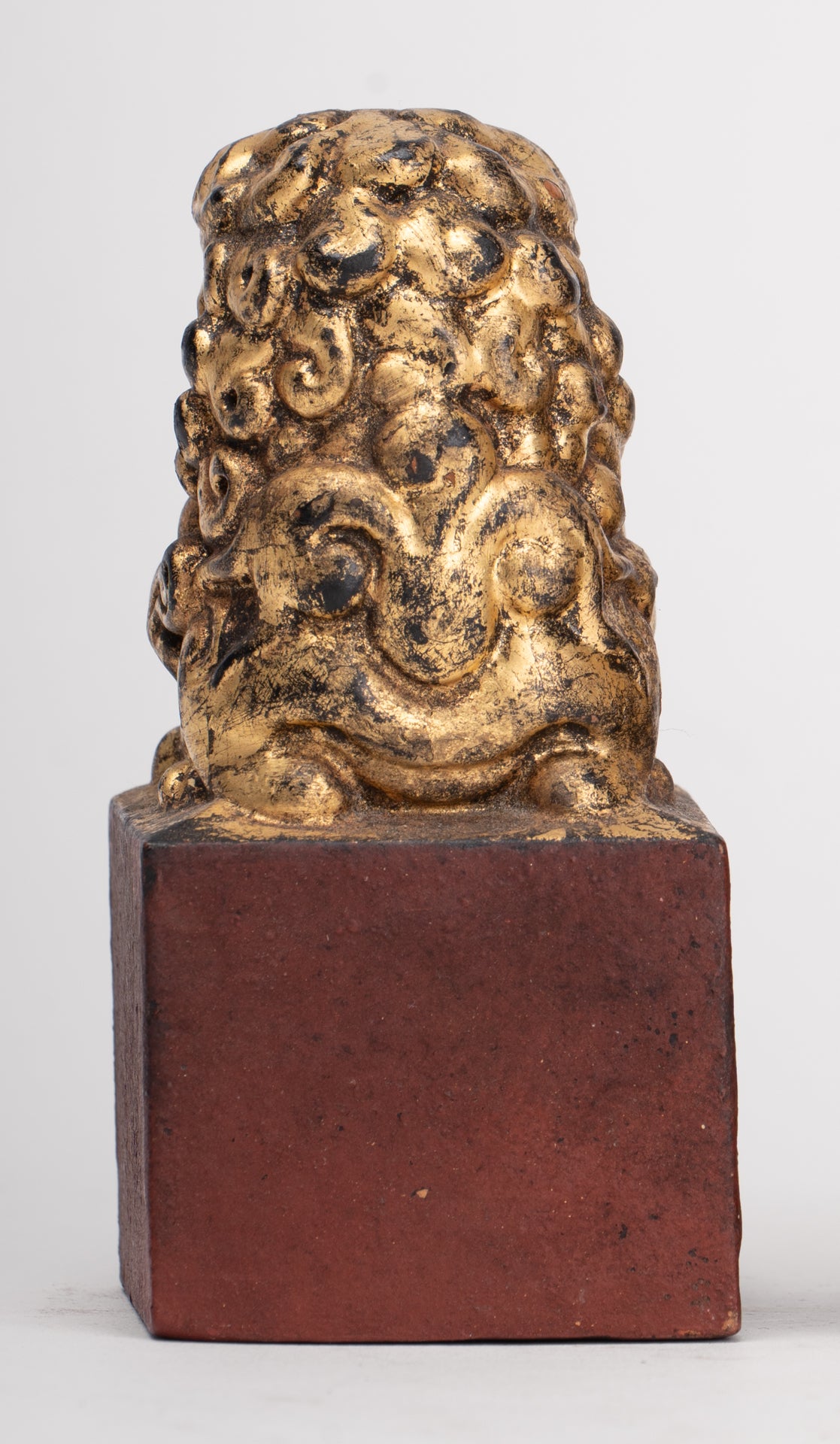Antique Chinese Style Wood Temple Guardian Lions Shishi Lions Foo Dogs Imperial Lions (Pair) - 9.5cm/4"