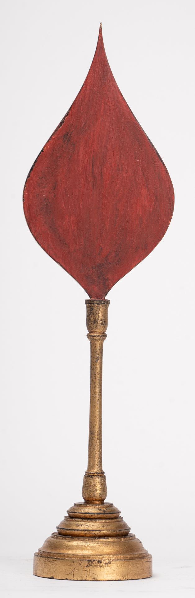 Abanico devocional de Buda de madera estilo tailandés antiguo - 36 cm