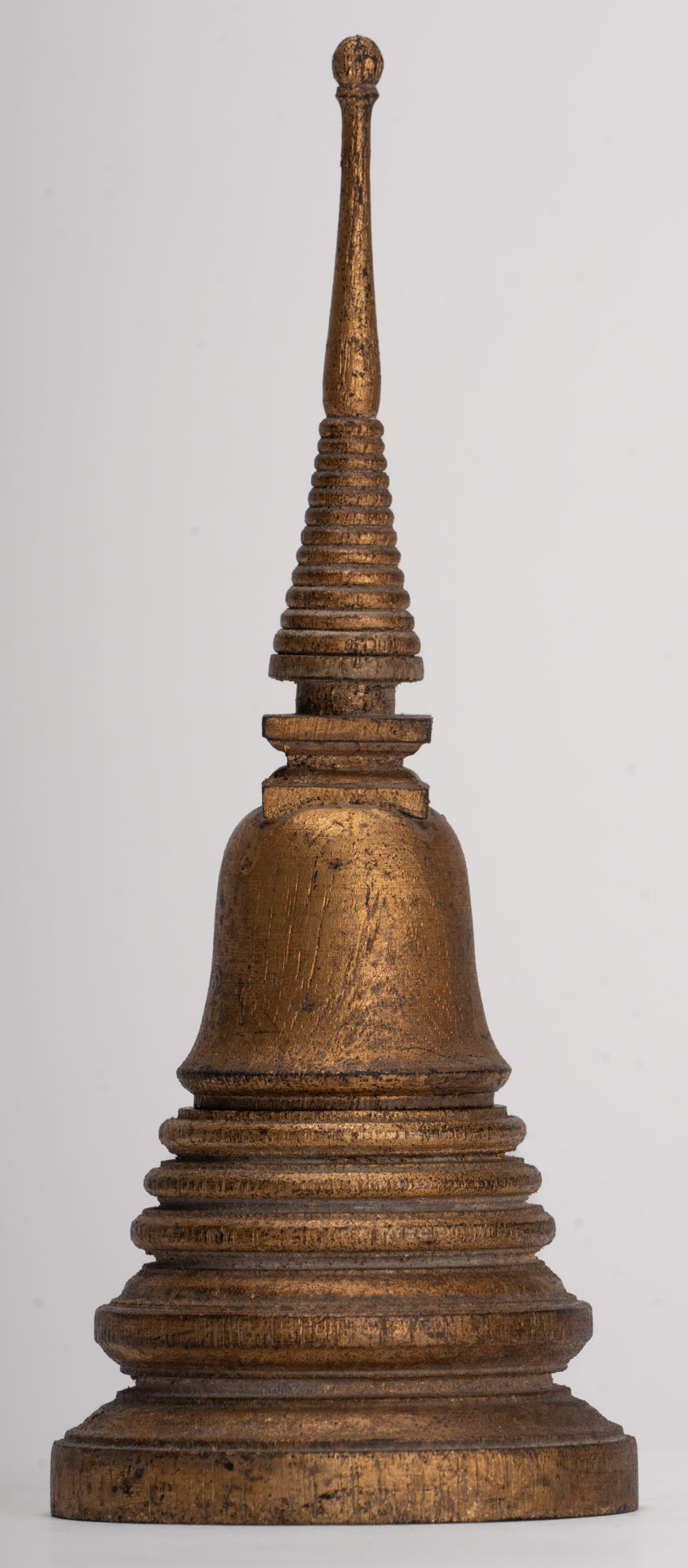 Buddhist Stupa - Antique Thai Style Wood Nirvana Stupa or Chedis  - 20cm/8"