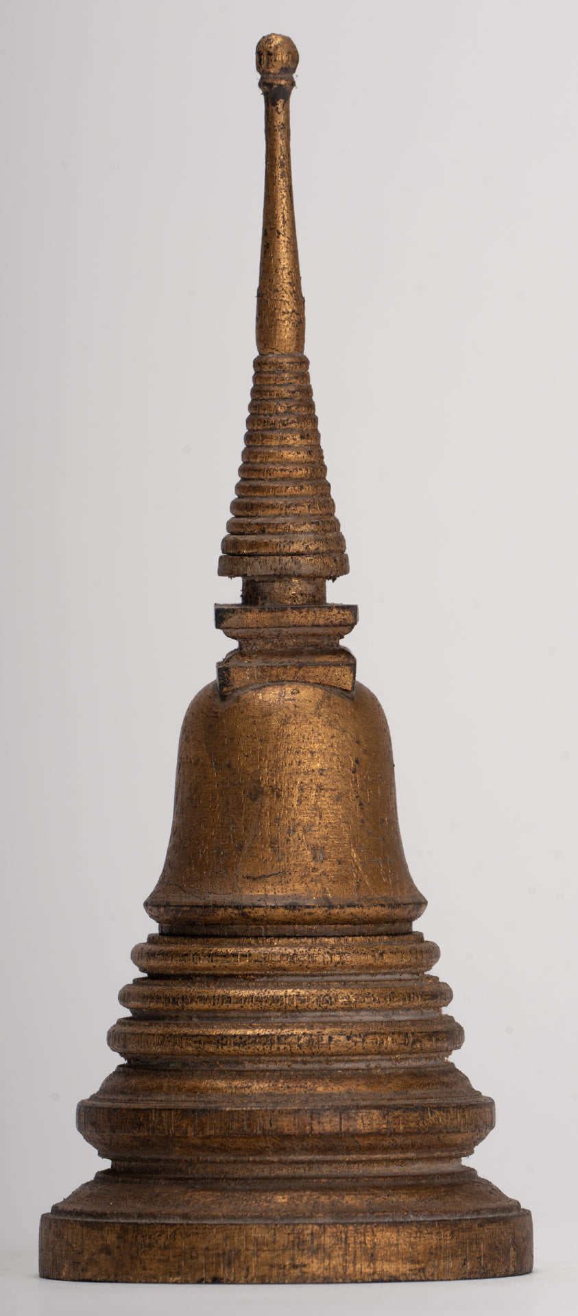 Buddhist Stupa - Antique Thai Style Wood Nirvana Stupa or Chedis  - 20cm/8"