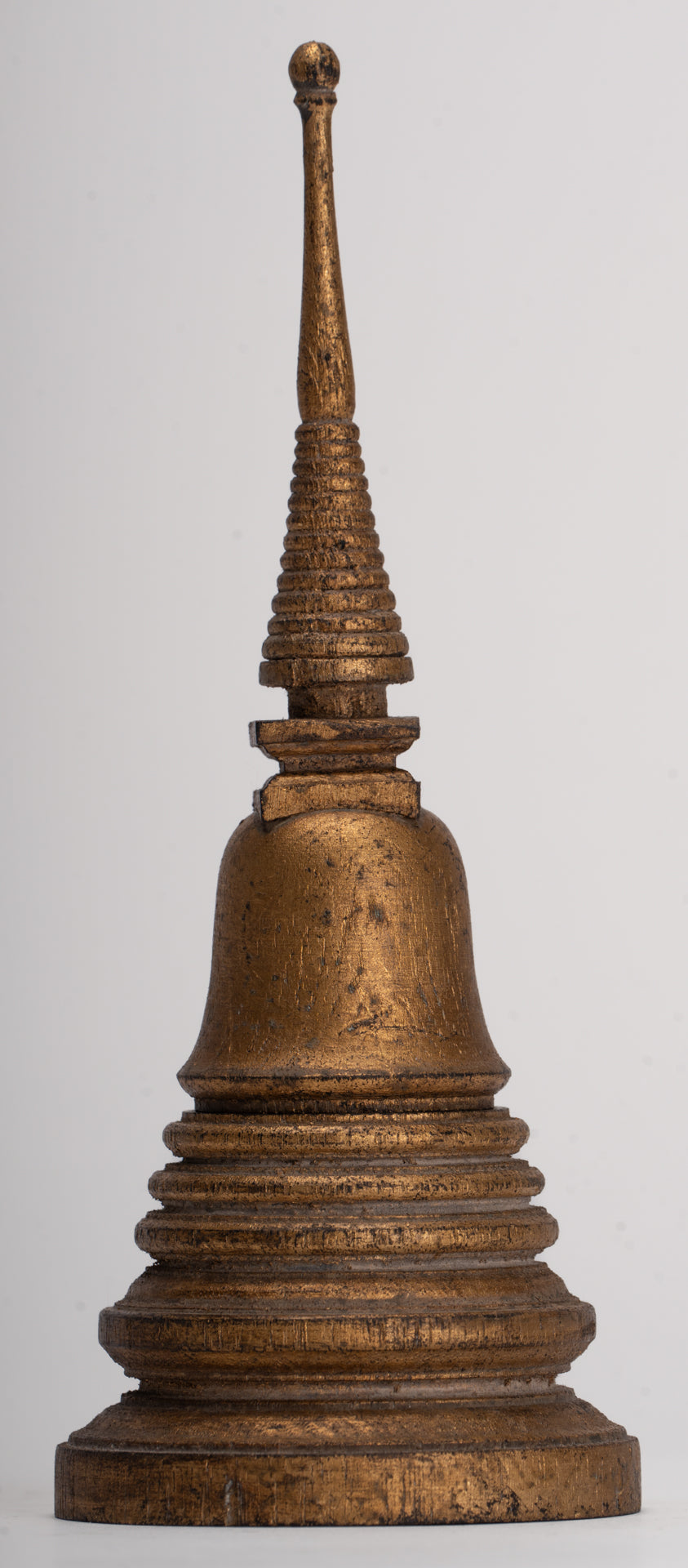 Buddhist Stupa - Antique Thai Style Wood Nirvana Stupa or Chedis  - 20cm/8"