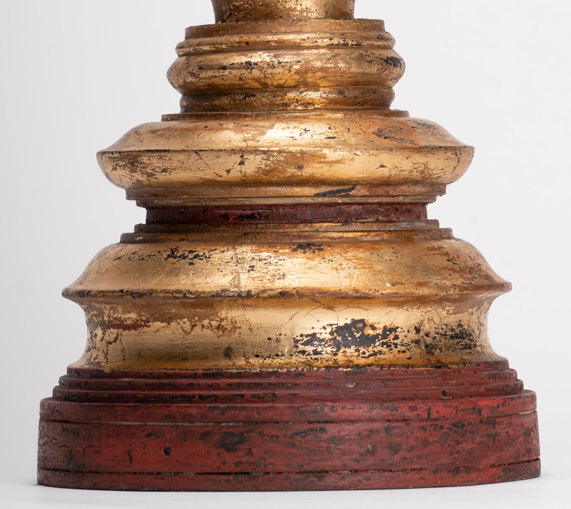 Buddhist Stupa - Antique Burmese Style Wood Nirvana Stupa or Chedis  - 50cm/20"