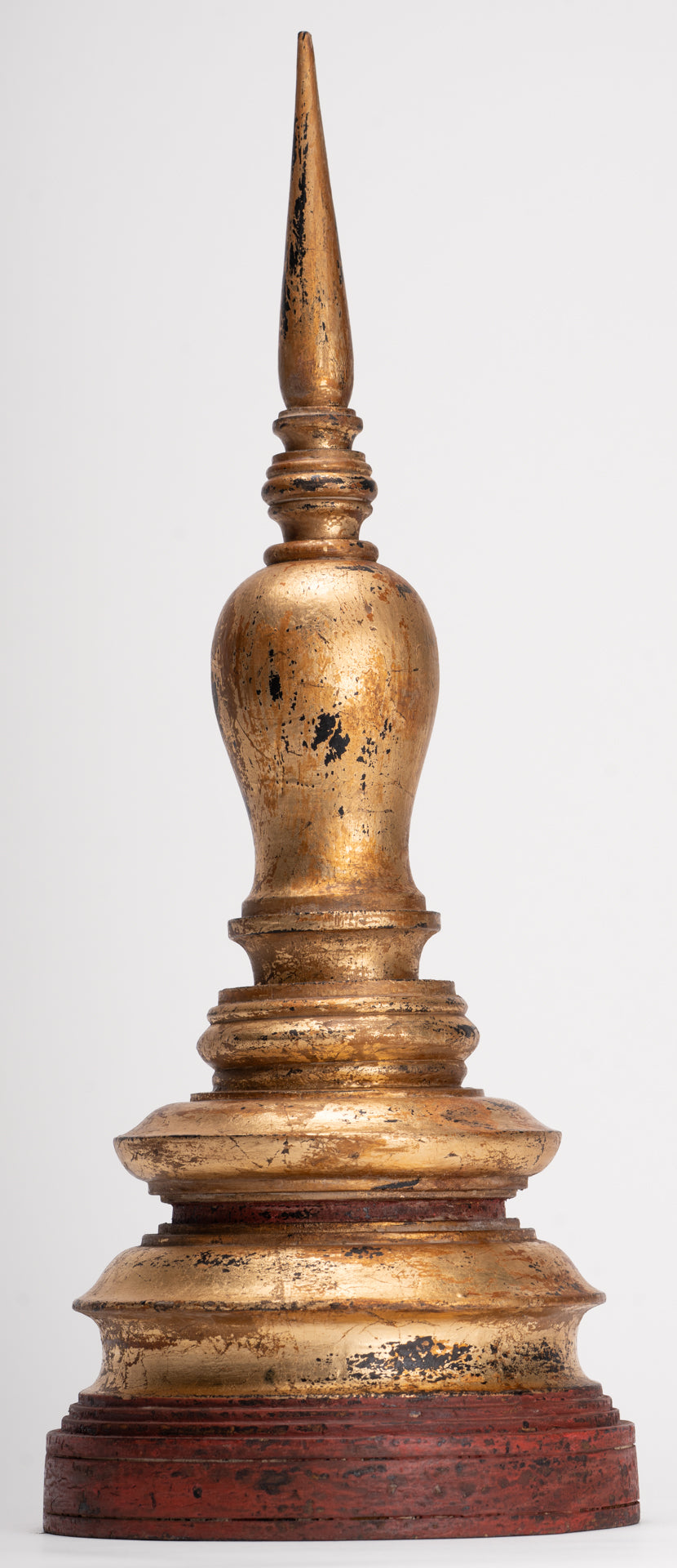 Buddhist Stupa - Antique Burmese Style Wood Nirvana Stupa or Chedis  - 50cm/20"