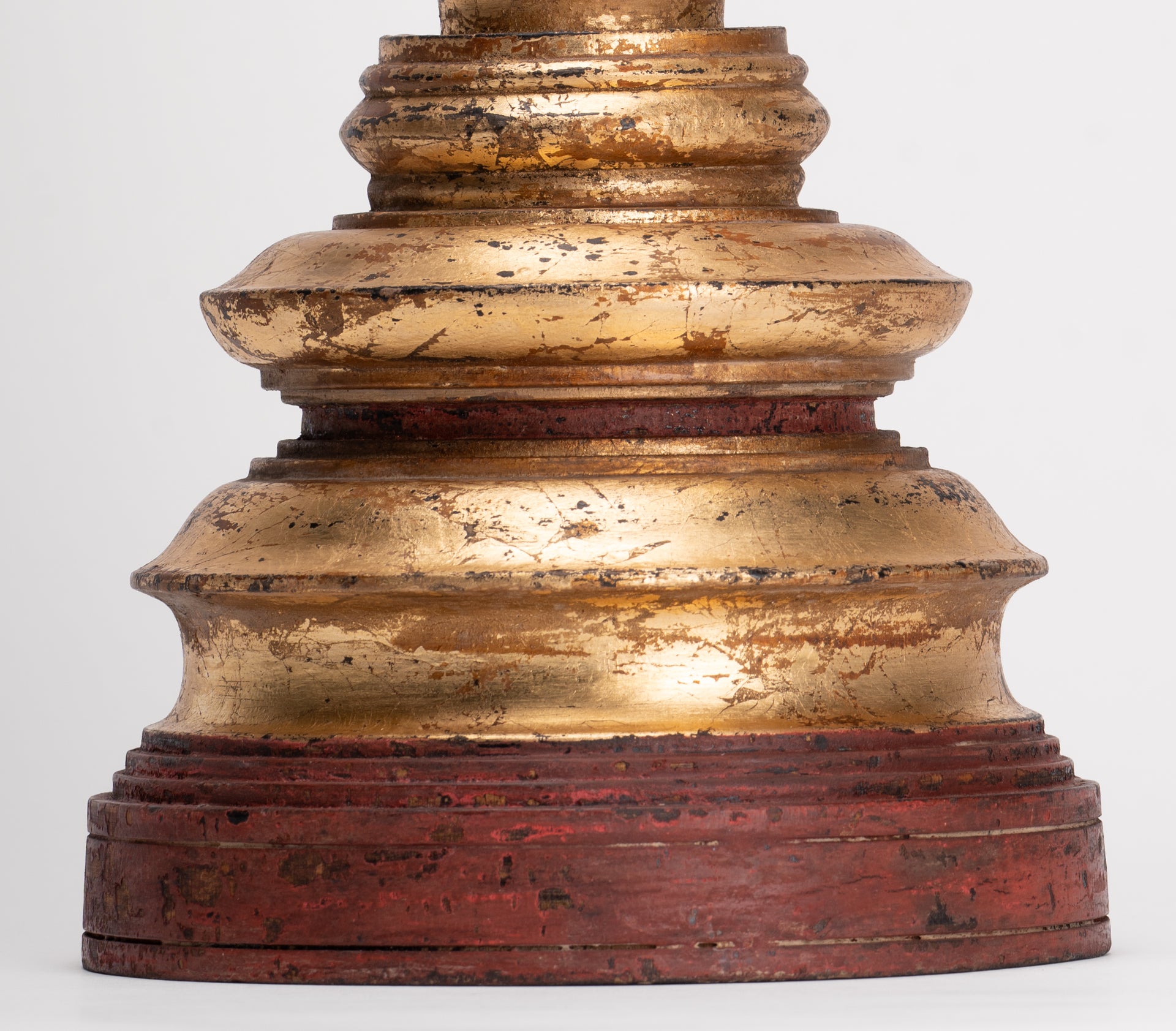 Buddhist Stupa - Antique Burmese Style Wood Nirvana Stupa or Chedis  - 50cm/20"