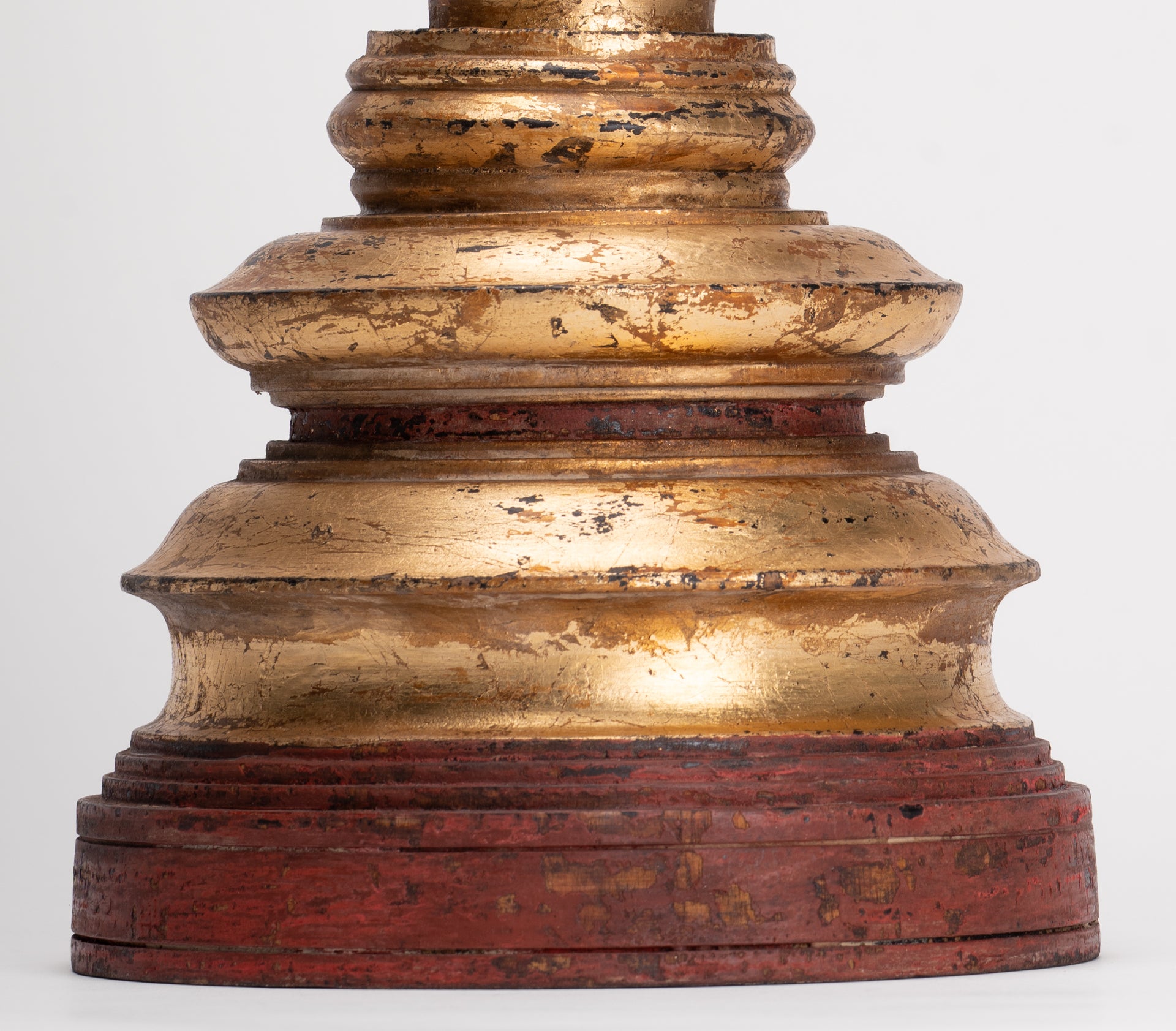 Buddhist Stupa - Antique Burmese Style Wood Nirvana Stupa or Chedis  - 50cm/20"