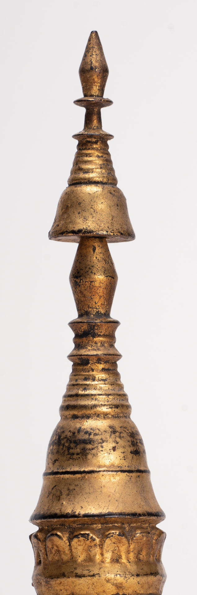 Buddhist Stupa - Antique Burmese Style Wood Nirvana Stupa or Chedis  - 25cm/10" 