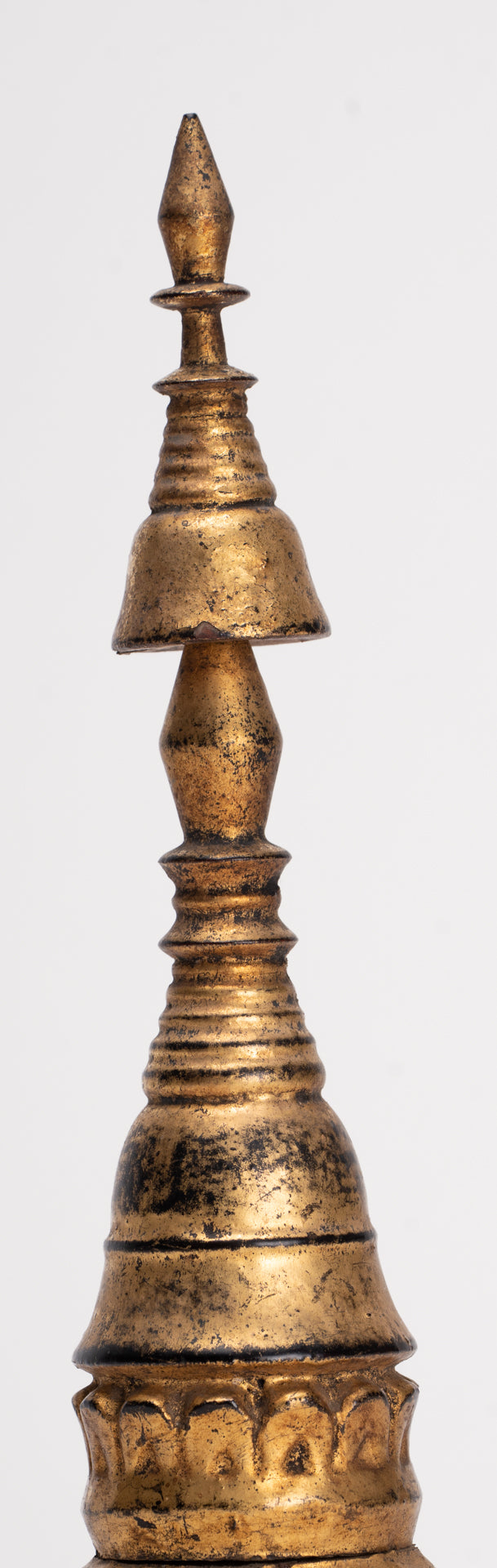 Buddhist Stupa - Antique Burmese Style Wood Nirvana Stupa or Chedis  - 25cm/10" 
