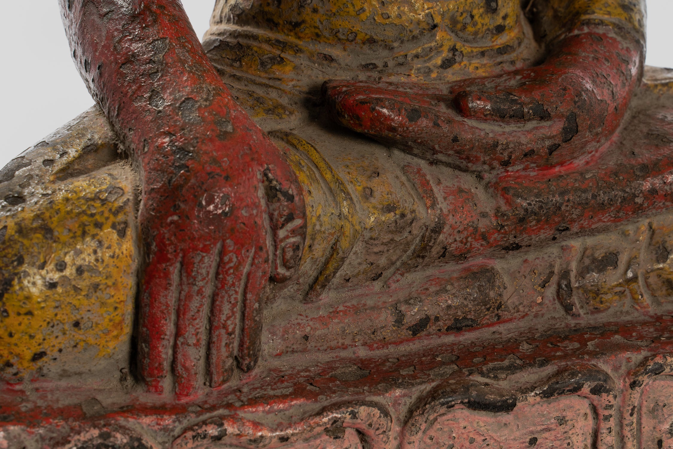 Buddha Statue - Antique Khmer Style SE Asia Wood Enlightenment Buddha Statue - 66cm/26"