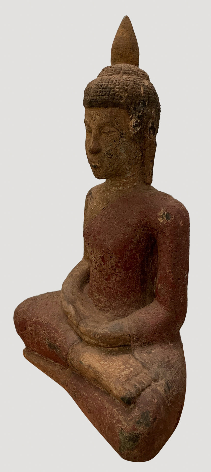 Buddha Statue - Antique Khmer Style SE Asia Wood Meditation Buddha Statue - 56cm/22"
