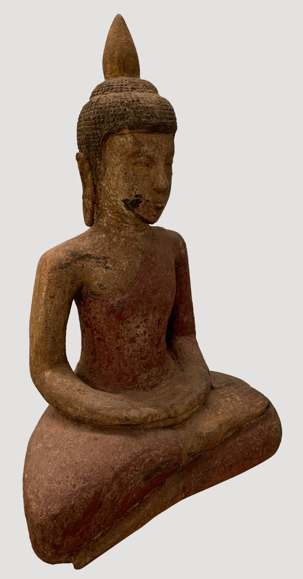 Buddha Statue - Antique Khmer Style SE Asia Wood Meditation Buddha Statue - 56cm/22"