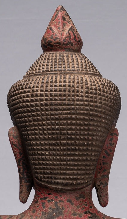 Escultura de Buda - Estatua de Buda de Madera Antigua de estilo jemer Meditación Mudra - 66 cm/26 "