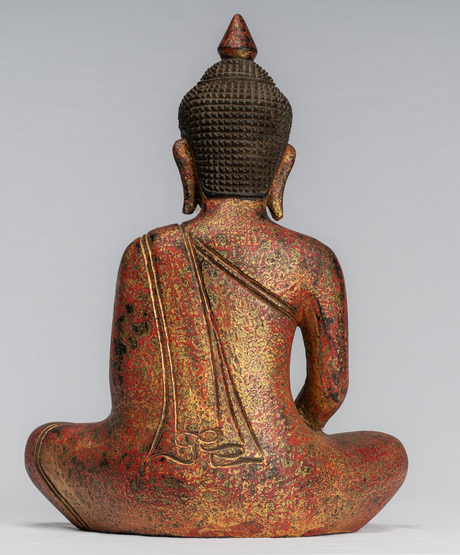 Escultura de Buda - Estatua de Buda de madera de estilo jemer antiguo Dhyana Meditation Mudra - 31 cm/12 "