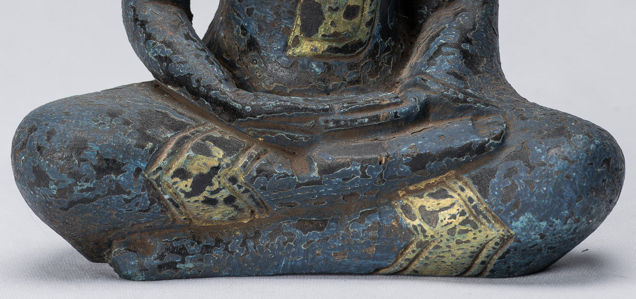 Buddha Skulptur-Antique Khmer Stil Holz sitzend Buddha Statue Dhyana Meditation Mudra-21cm/8 "