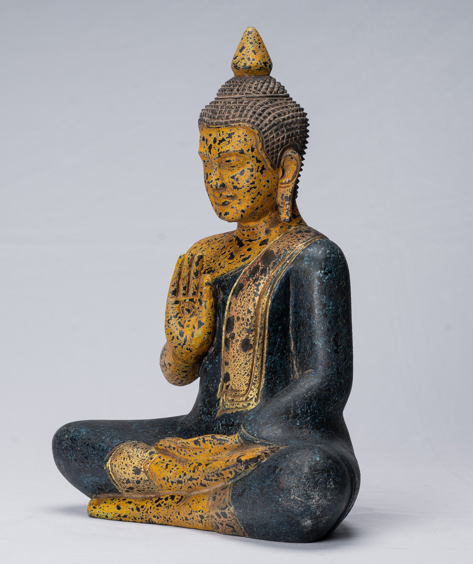 Buddha Sculpture - Buddha - Antique Khmer Style seduto Buddha Statue Teaching Mudra - 40 cm/16 "