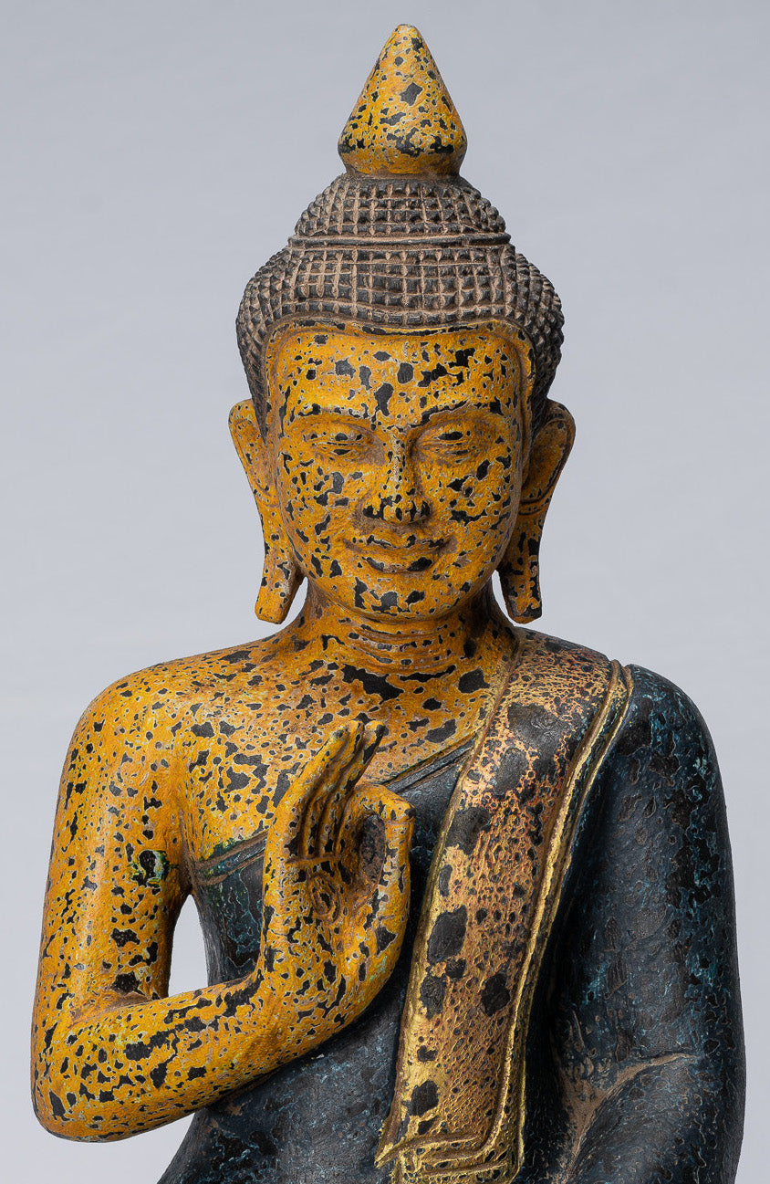 Buddha Sculpture - Buddha - Antique Khmer Style seduto Buddha Statue Teaching Mudra - 40 cm/16 "