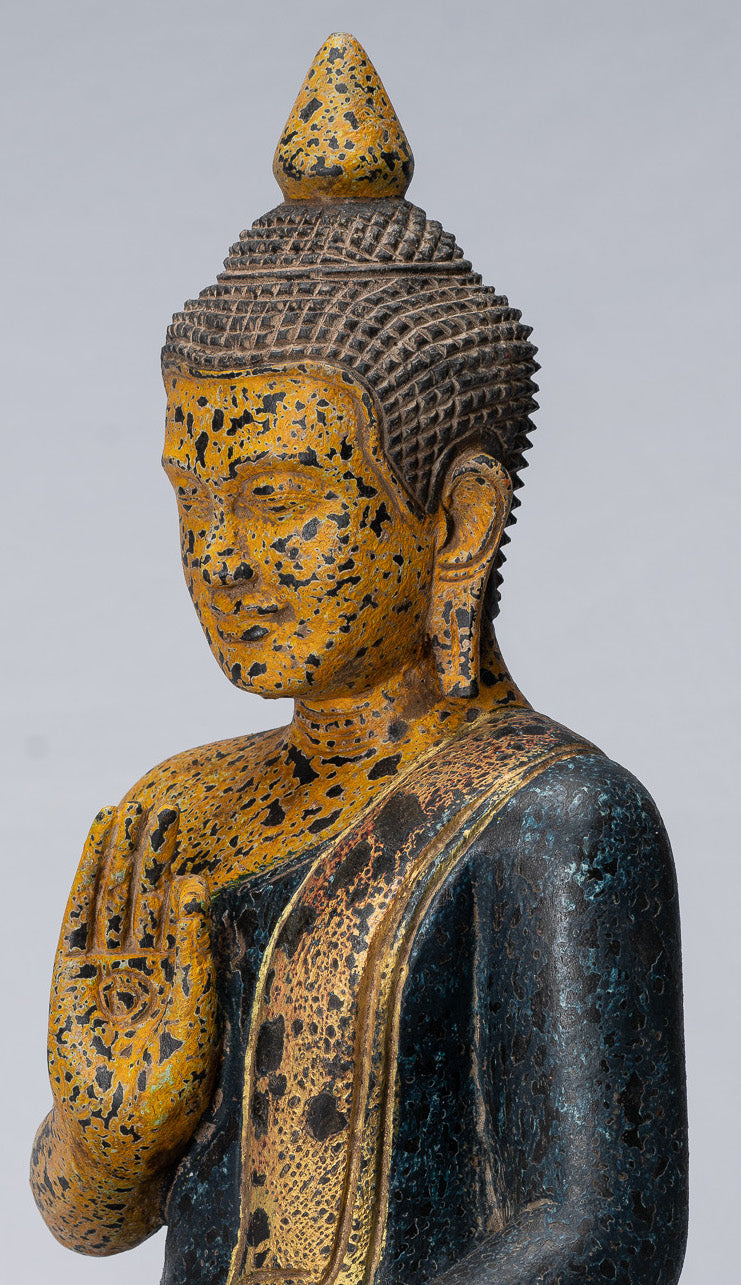 Buddha Sculpture - Buddha - Antique Khmer Style seduto Buddha Statue Teaching Mudra - 40 cm/16 "