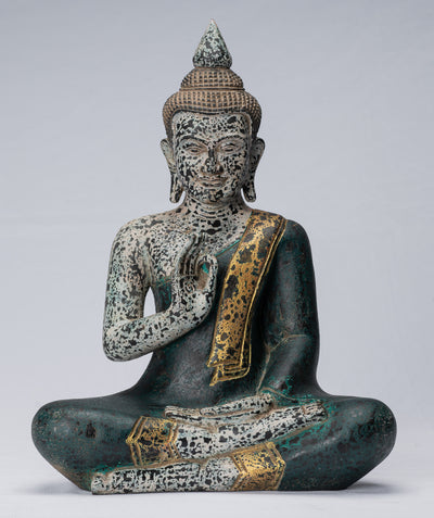 Statuette - Bouddha Sanci, un bouddha doré en position