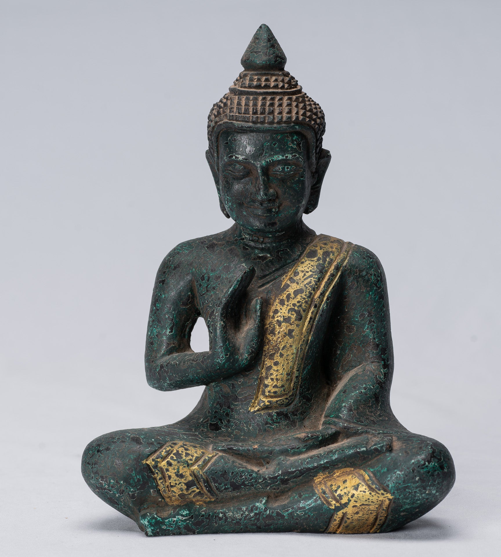 Buddha Sculpture - Buddha - Antique Khmer in stile seduto Buddha Statue Teaching Mudra - 20 cm/8 "