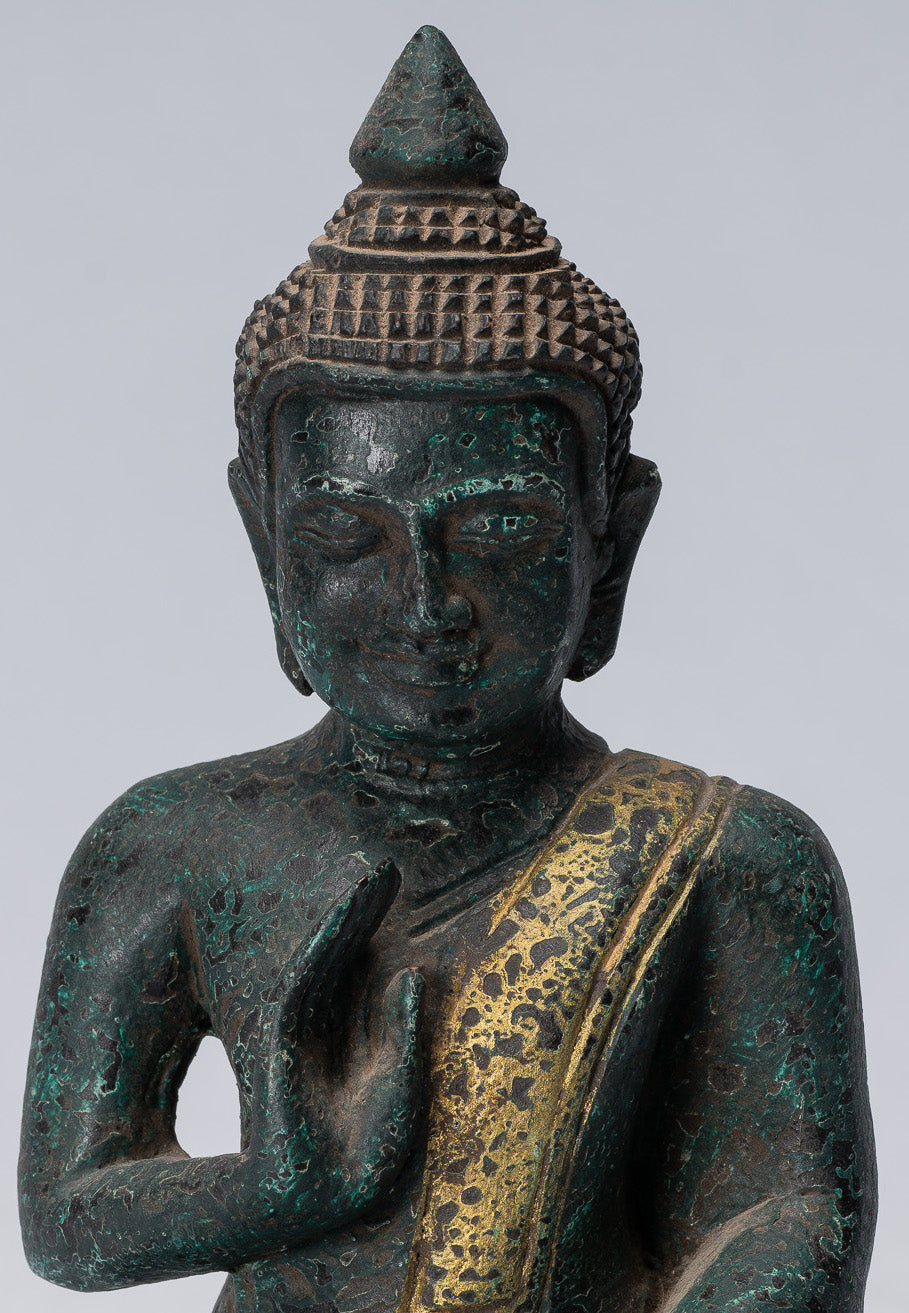 Buddha Sculpture - Buddha - Antique Khmer in stile seduto Buddha Statue Teaching Mudra - 20 cm/8 "