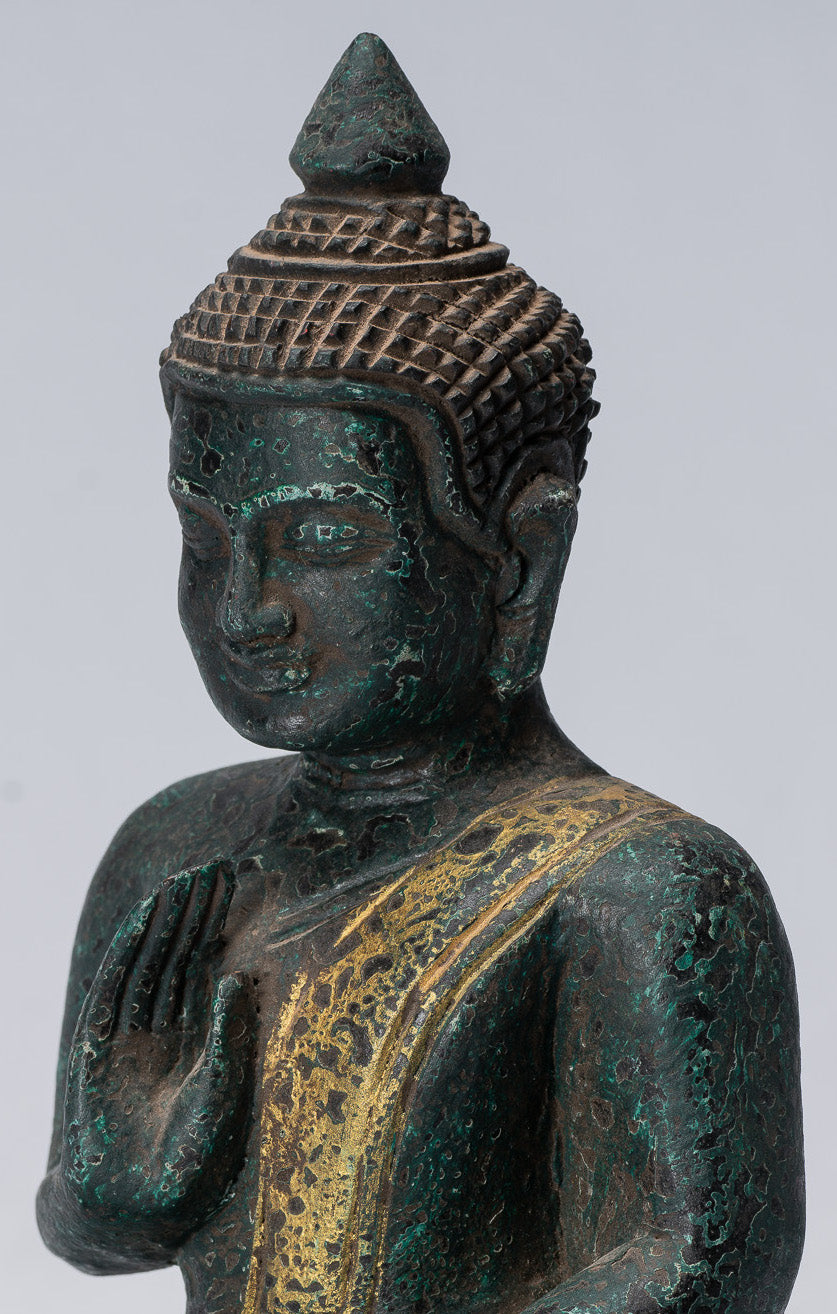 Buddha Sculpture - Buddha - Antique Khmer in stile seduto Buddha Statue Teaching Mudra - 20 cm/8 "