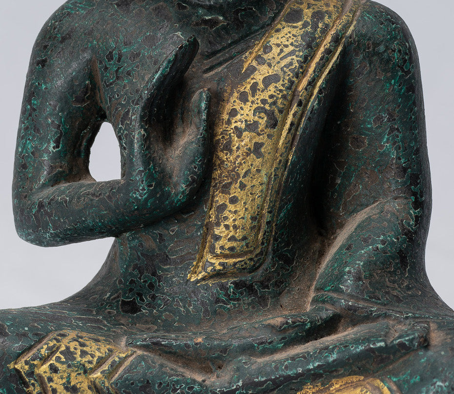 Buddha Sculpture - Buddha - Antique Khmer in stile seduto Buddha Statue Teaching Mudra - 20 cm/8 "