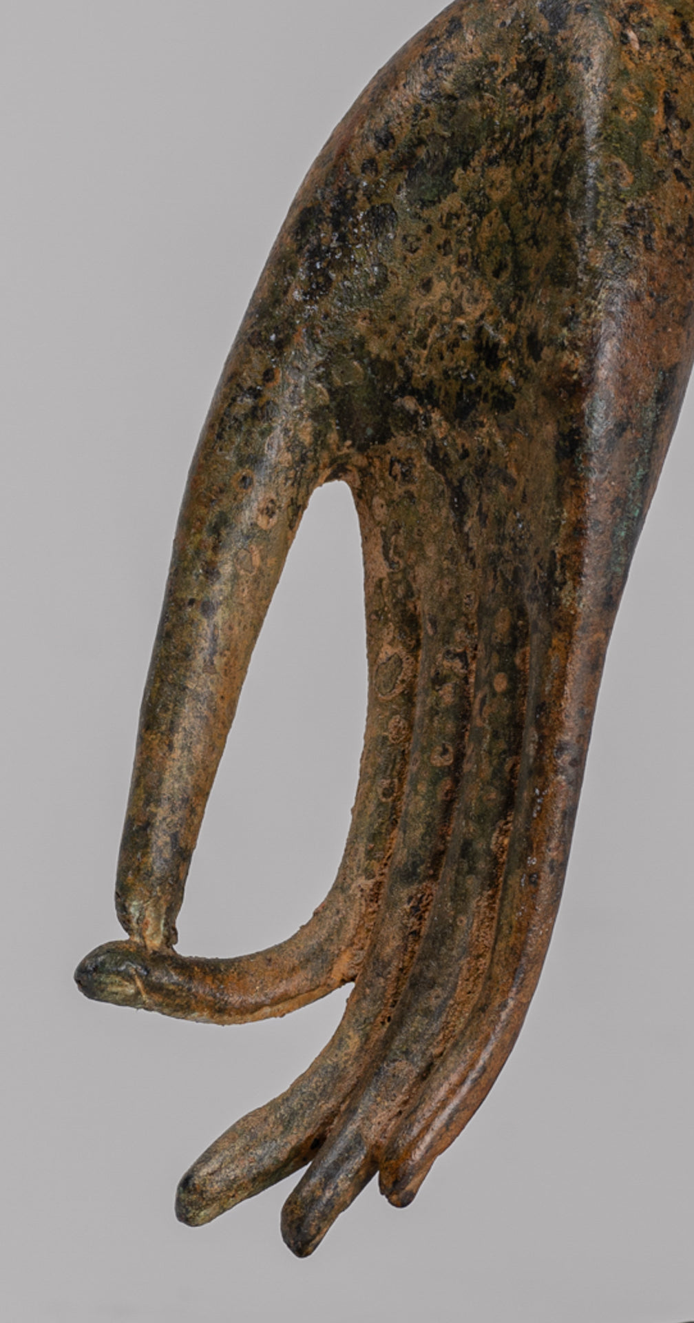 Mounted Antique Thai Style Southeast Asia Bronze Thai Teaching Hand - 21cm/8"