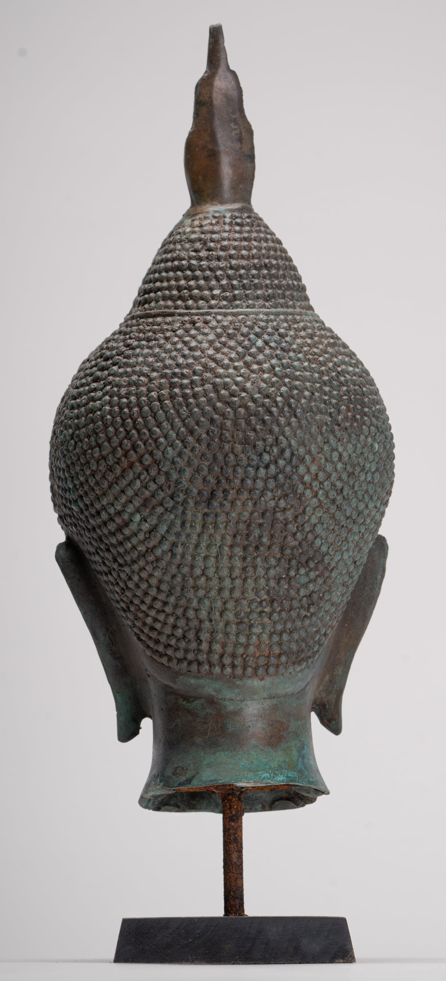 Buddha Head - Antique Thai Style Sukhothai Mounted Bronze Buddha Head - 39cm/16"