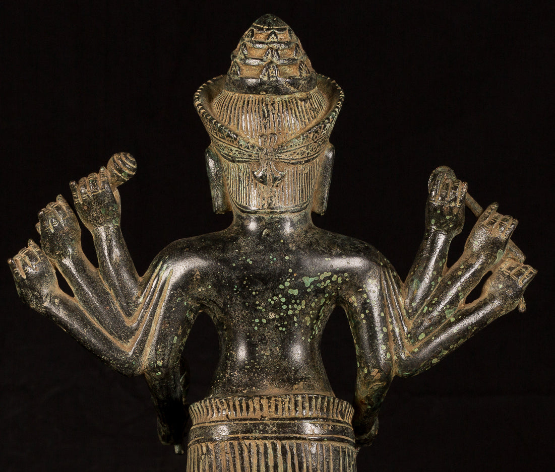 Antique Khmer Style Koh Ker Durga Mahishasuramardini Statue-54cm/22 "