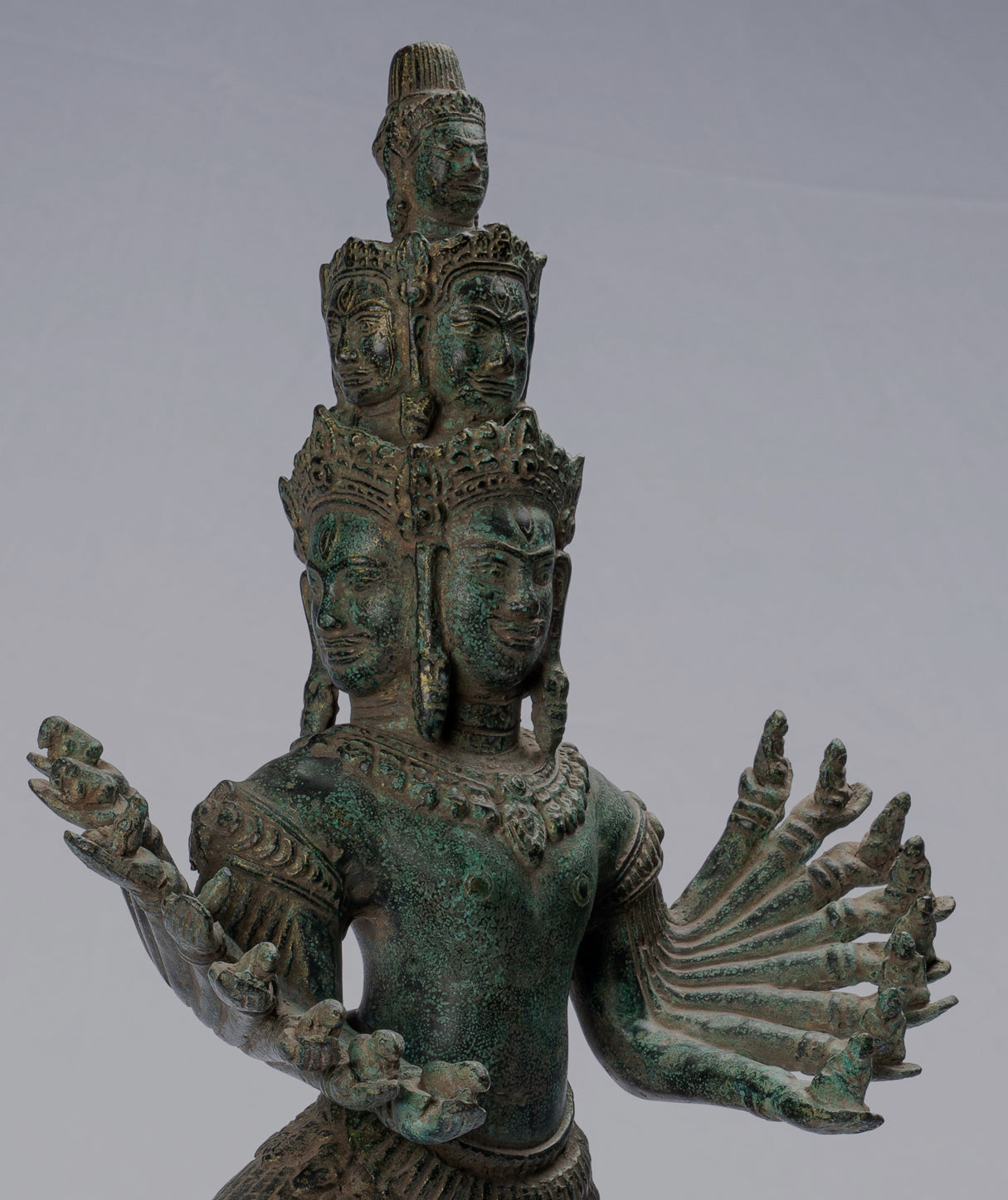 Antique Khmer Style Standing Bronze Angkor Wat Hevajra Statue-59cm/24 " Tall