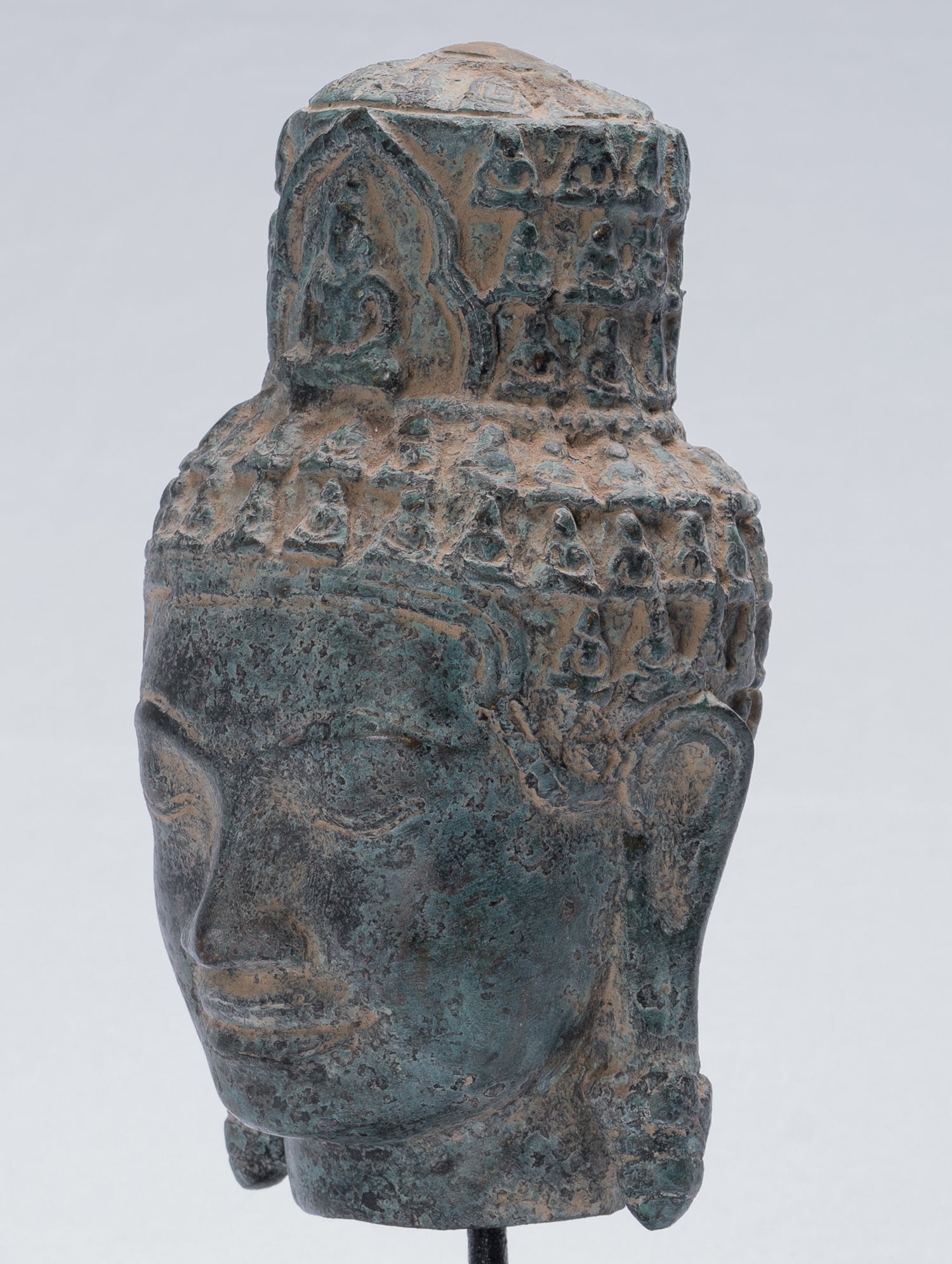 Cabezal de estilo de bayón de bronce antiguo de estilo jemer - 24 cm/10 "